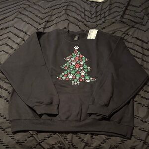 Black Christmas Tree Paw Print Sweatshirt